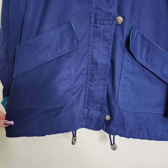 Vintage Towne London Fog 80's Women's Blue & Teal Button & Zip Jacket Med Casual - Picture 2 of 14